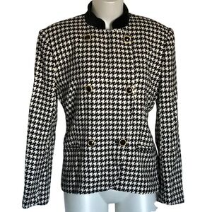JONES NEW YORK BLACK & WHITE HOUNDSTOOTH BLAZER